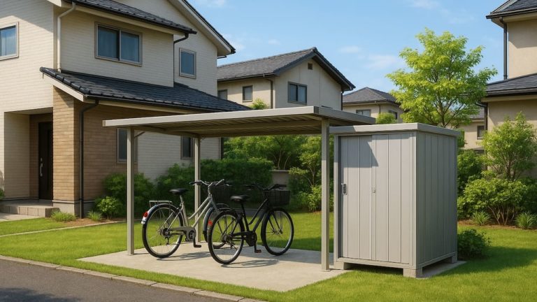 埼玉県の戸建て外構に施工された自転車置き場のイメージ