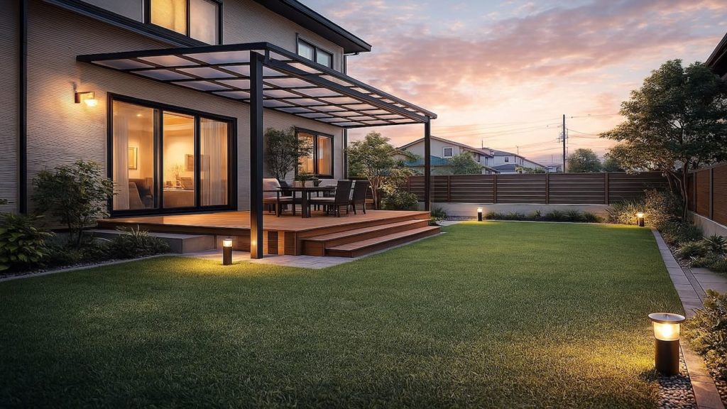 坂戸市の戸建て外構に施工された人工芝のイメージ