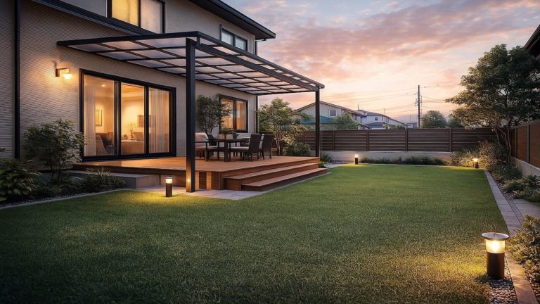 坂戸市の戸建て外構に施工された人工芝のイメージ