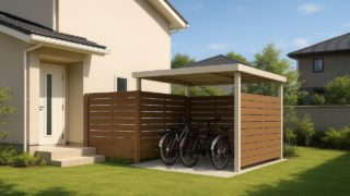 坂戸市の戸建て外構に施工された自転車置き場のイメージ