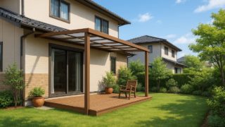 坂戸市の戸建て外構に施工されたテラス屋根のイメージ