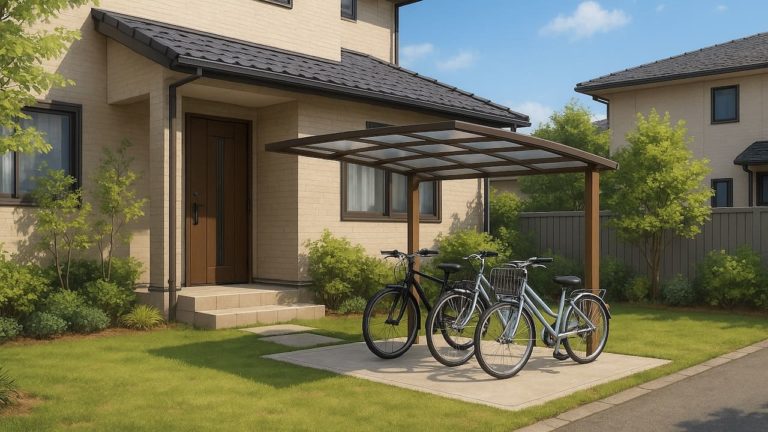 坂井市の戸建て外構に施工された自転車置き場のイメージ