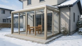 坂井市の戸建て外構に施工されたテラス囲い・サンルームのイメージ