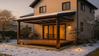 坂井市の戸建て外構に施工されたテラス屋根のイメージ