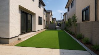 【堺市】人工芝の予算ライン|外構全体の中で考えるコツ5選 堺市の戸建て外構に施工された人工芝のイメージ