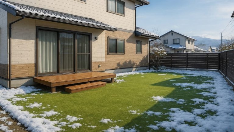 佐久市の戸建て外構に施工された人工芝のイメージ