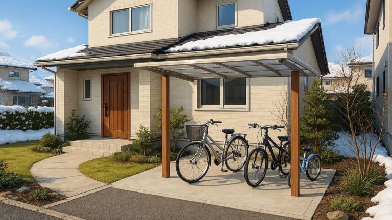 佐久市の戸建て外構に施工された自転車置き場のイメージ