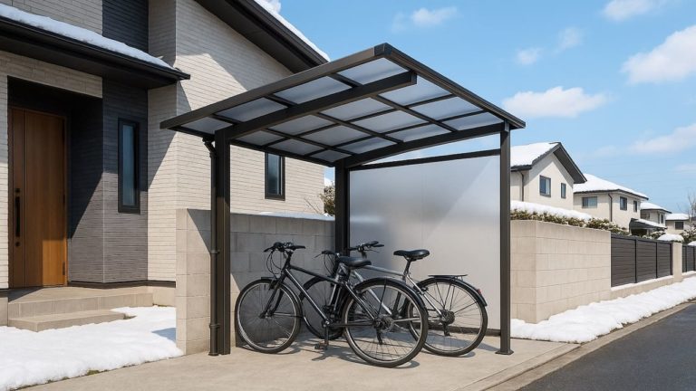 佐久市の戸建て外構に施工されたサイクルポートのイメージ