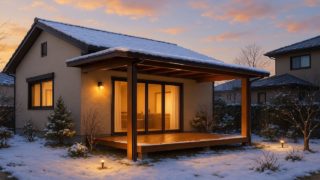 佐久市の戸建て外構に施工されたテラス屋根のイメージ