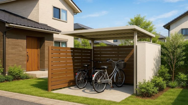 佐倉市の戸建て外構に施工された自転車置き場のイメージ