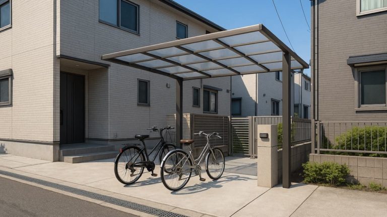 佐倉市の戸建て外構に施工されたサイクルポートのイメージ