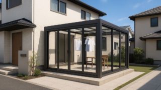 佐倉市の戸建て外構に施工されたテラス囲い・サンルームのイメージ