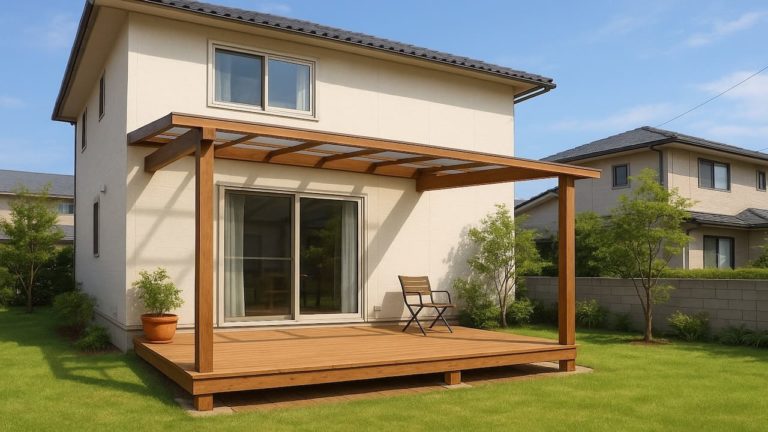 佐倉市の戸建て外構に施工されたテラス屋根のイメージ