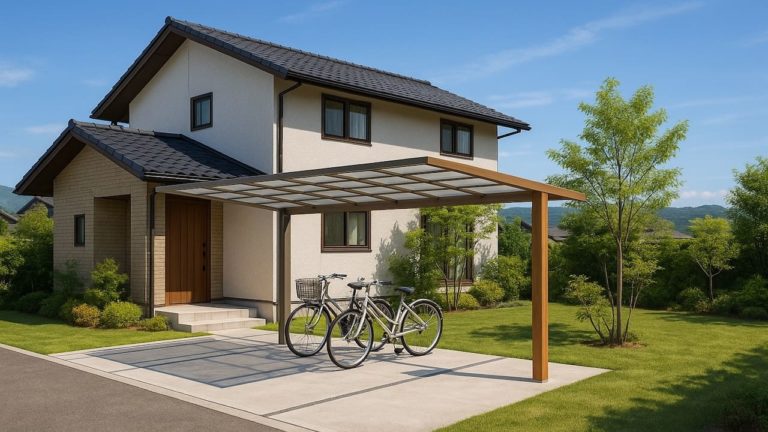 三田市の戸建て外構に施工されたサイクルポートのイメージ