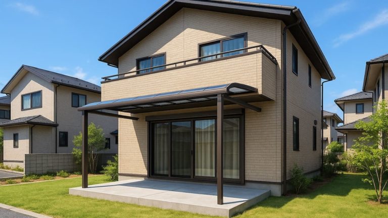 三田市の戸建て外構に施工されたテラス屋根のイメージ