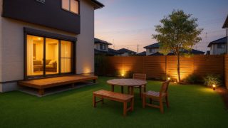 佐野市の戸建て外構に施工された人工芝のイメージ