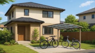 佐世保市の戸建て外構に施工された自転車置き場のイメージ