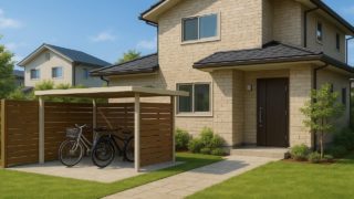 狭山市の戸建て外構に施工された自転車置き場のイメージ