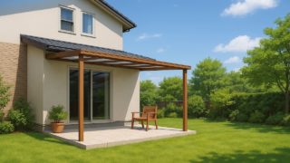 狭山市の戸建て外構に施工されたテラス屋根のイメージ