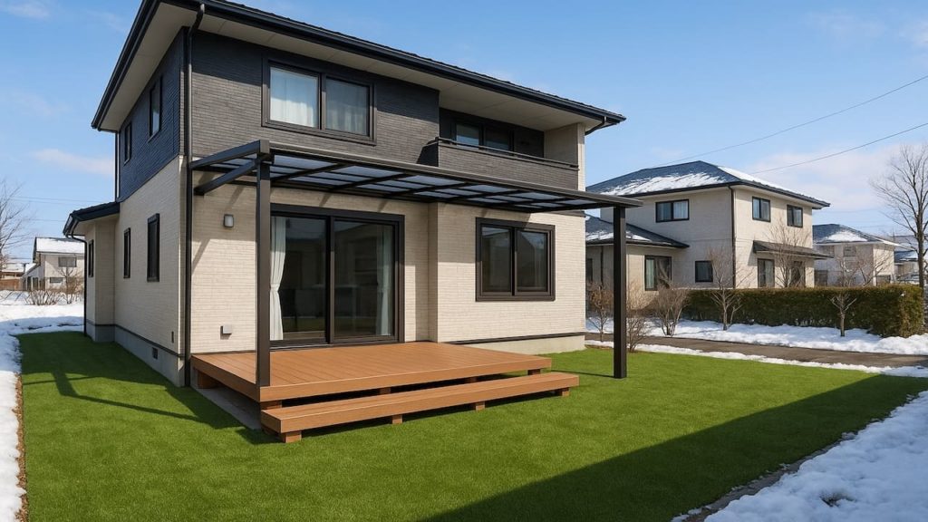 仙台市の戸建て外構に施工された人工芝のイメージ