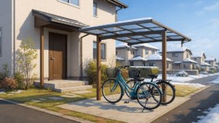 【仙台市】自転車置き場の価格帯|安っぽく見せない素材選び 仙台市の戸建て外構に施工された自転車置き場のイメージ