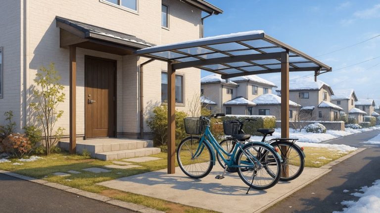 仙台市の戸建て外構に施工された自転車置き場のイメージ