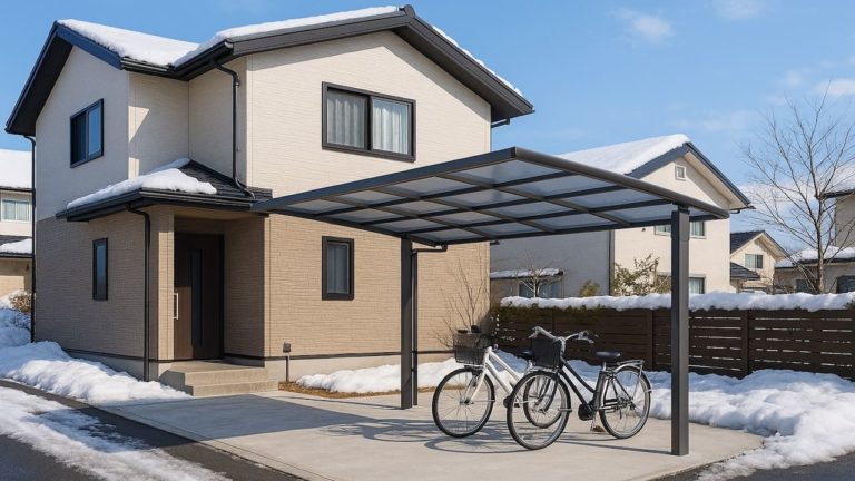 仙台市の戸建て外構に施工されたサイクルポートのイメージ