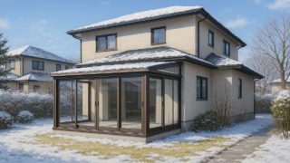 【仙台市】テラス囲い・サンルームの費用感|カフェ風に近づく演出5選 仙台市の戸建て外構に施工されたテラス囲い・サンルームのイメージ