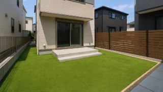 【世田谷区】人工芝 工事の価格相場|住んでから分かる注意点5つ 世田谷区の戸建て外構に施工された人工芝のイメージ