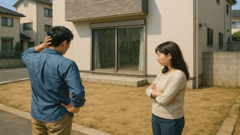 世田谷区の外構工事の失敗にがっかりする夫婦のイメージ