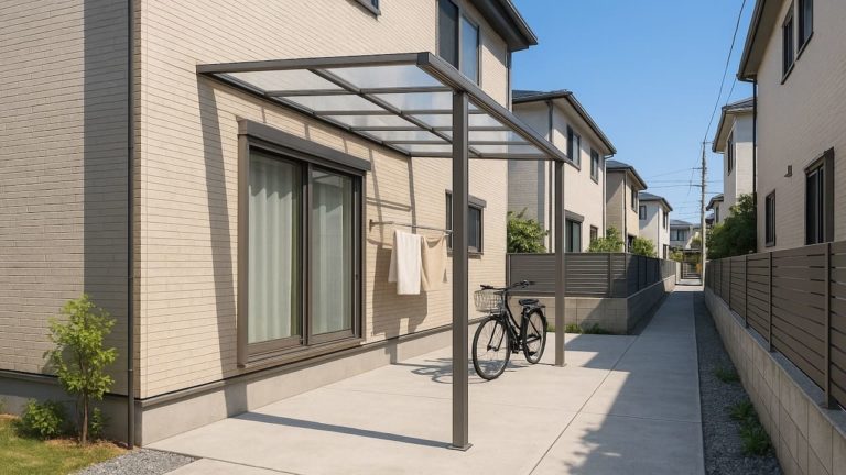 世田谷区の戸建て外構に施工されたテラス屋根のイメージ