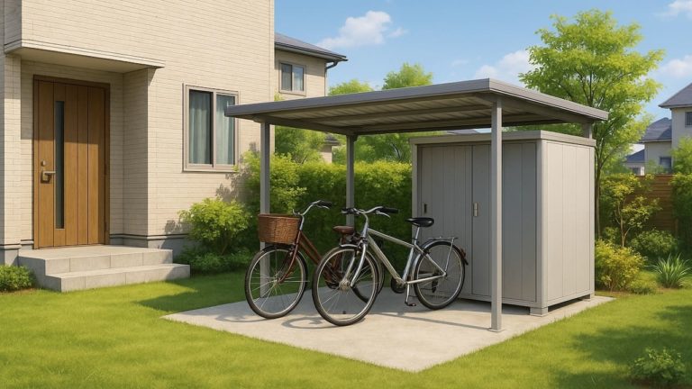 瀬戸市の戸建て外構に施工された自転車置き場のイメージ