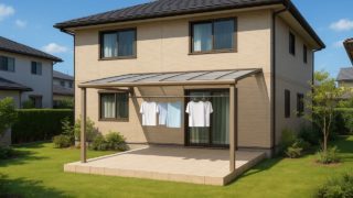 【瀬戸市】テラス屋根の価格相場|暮らしが楽になる5つのメリット 瀬戸市の戸建て外構に施工されたテラス屋根のイメージ