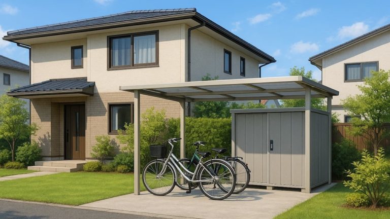 滋賀県の戸建て外構に施工された自転車置き場のイメージ