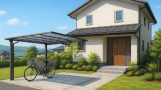 滋賀県の戸建て外構に施工されたサイクルポートのイメージ