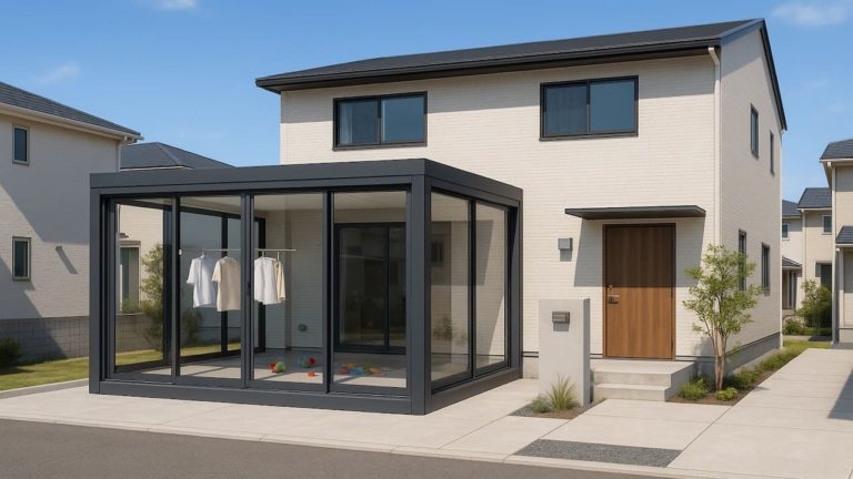 滋賀県の戸建て外構に施工されたテラス囲い・サンルームのイメージ