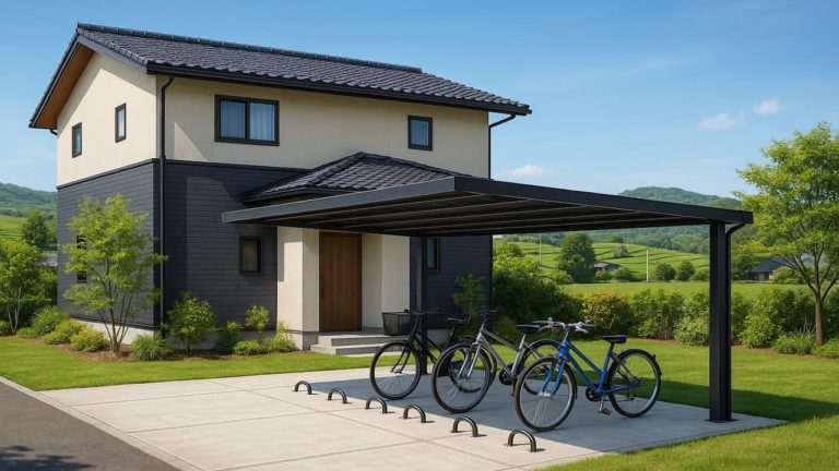 島田市の戸建て外構に施工されたサイクルポートのイメージ