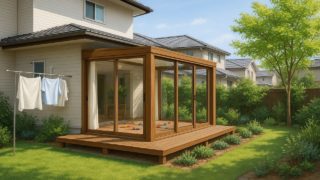 島田市の戸建て外構に施工されたテラス囲い・サンルームのイメージ