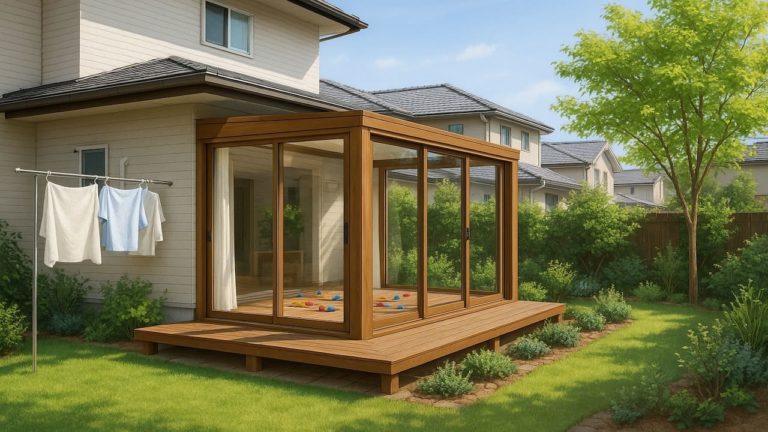 島田市の戸建て外構に施工されたテラス囲い・サンルームのイメージ