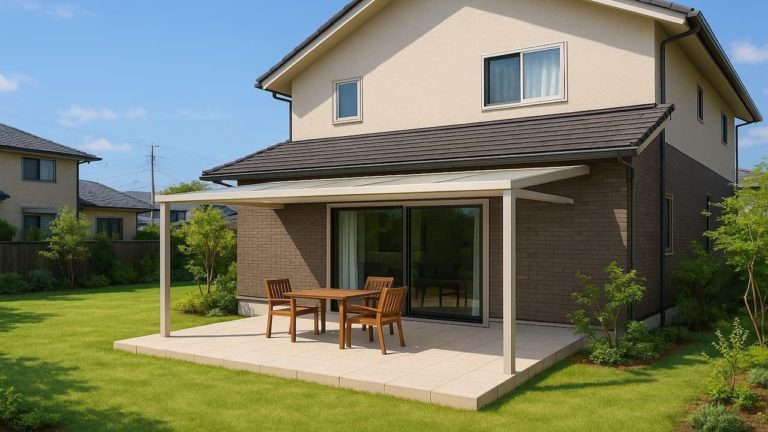 島田市の戸建て外構に施工されたテラス屋根のイメージ