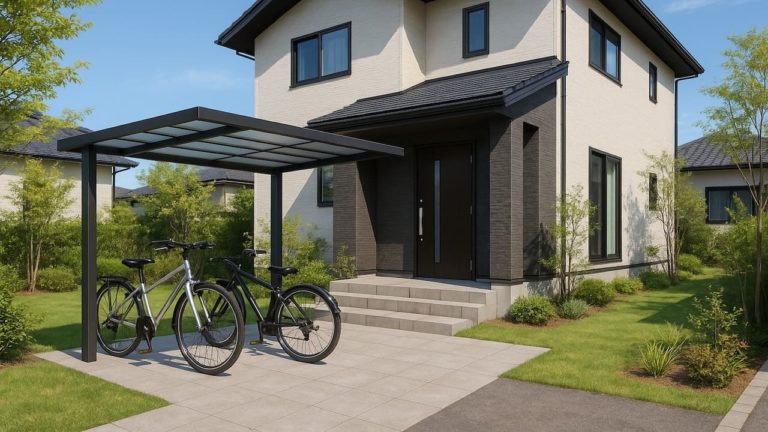 島根県の戸建て外構に施工された自転車置き場のイメージ