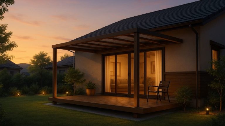 島根県の戸建て外構に施工されたテラス屋根のイメージ