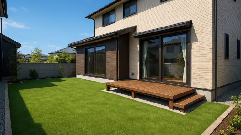 下関市の戸建て外構に施工された人工芝のイメージ