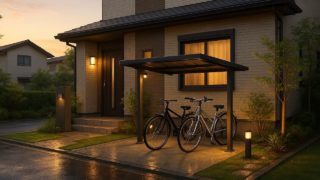 下関市の戸建て外構に施工された自転車置き場のイメージ