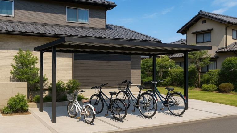 下関市の戸建て外構に施工された自転車置き場のイメージ