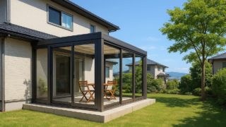 【下関市】テラス囲い・サンルームの総額相場|垢抜けて見えるカラー計画5つ 下関市の戸建て外構に施工されたテラス囲い・サンルームのイメージ