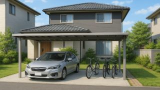 下野市の戸建て外構に施工された自転車置き場のイメージ