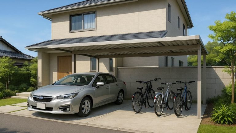 静岡県の戸建て外構に施工された自転車置き場のイメージ