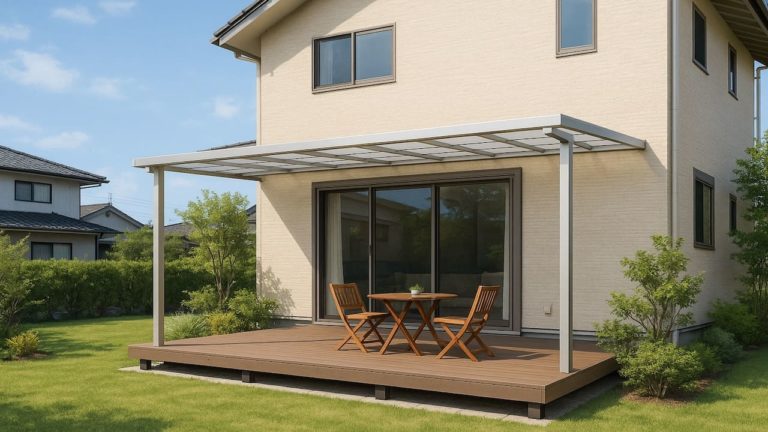 静岡県の戸建て外構に施工されたテラス屋根のイメージ