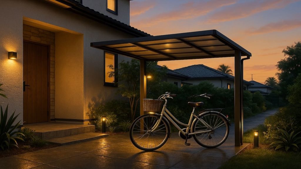 湘南の戸建て外構に施工された自転車置き場のイメージ